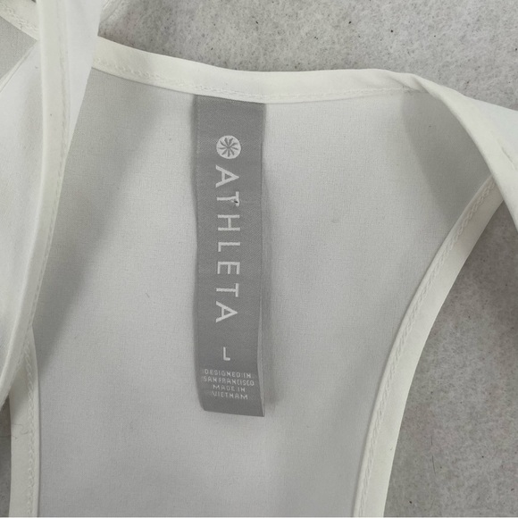 ATHLETA Womens White Athletic Tank Top Drawstring sides Mesh detail size: Large - Picture 7 of 11